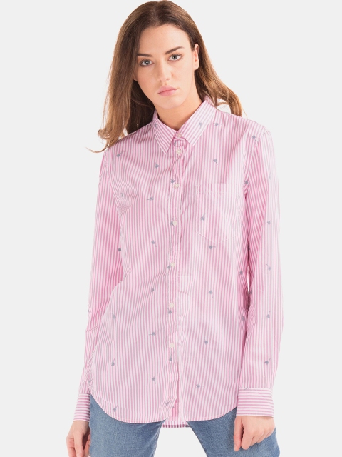 

GAP Women Pink Regular Fit Striped Casual Shirt