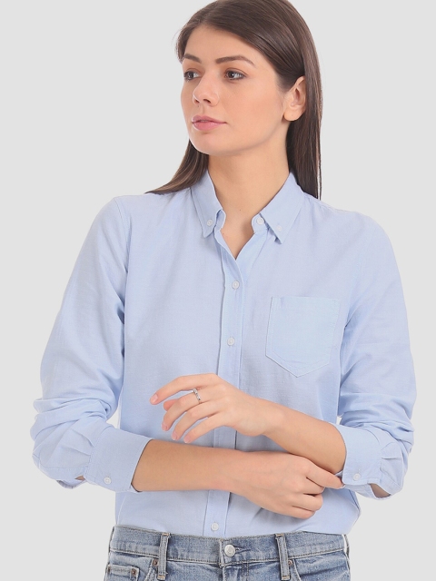 

GAP Women Blue Regular Fit Solid Casual Shirt