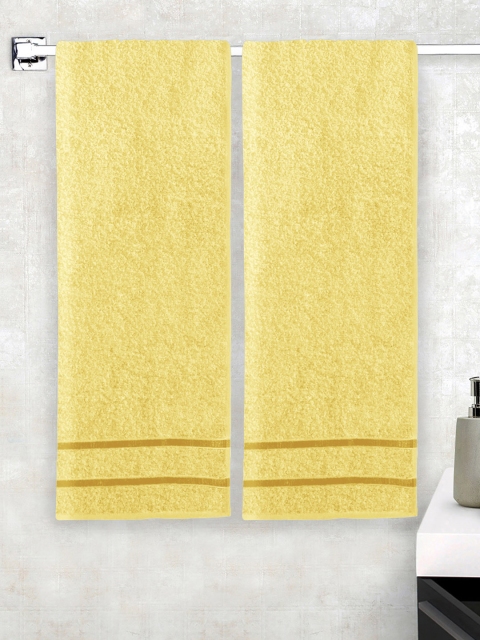 

Story@home Unisex Set Of 2 Yellow Solid Cotton 450 GSM Bath Towels