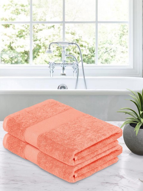 

Story@home Unisex Orange Set of 2 Solid 600 GSM Bath Towel