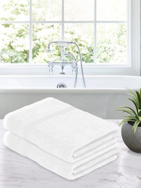 

Story@home Unisex Set of 2 White Solid 600 GSM Bath Towels