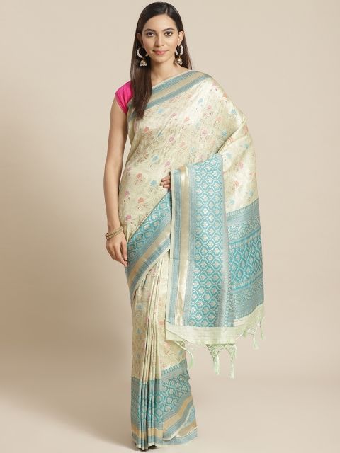 

Mitera Beige Blue Woven Design Liva Saree
