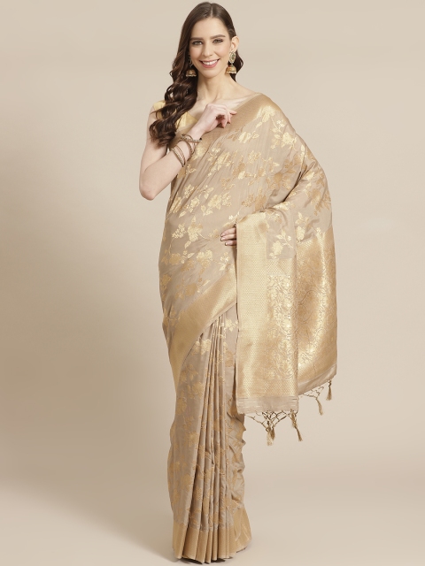 

Mitera Beige Golden Zari Woven Design Liva Saree