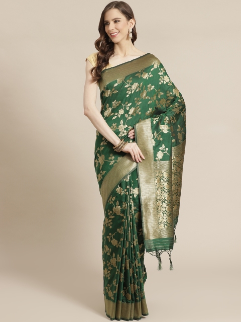 

Mitera Green & Golden Woven Design Banarasi Saree