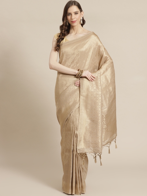 

Mitera Beige Golden Zari Woven Design Liva Saree