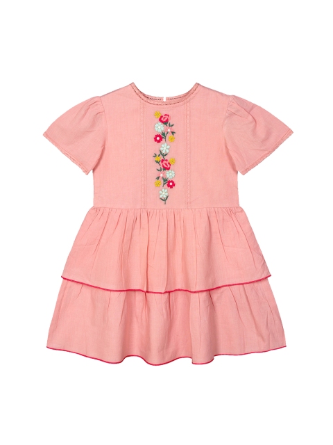 

Budding Bees Girls Pink Solid Fit and Flare Dress