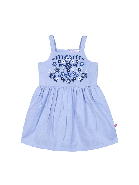 

Budding Bees Girls Blue Embroidered Fit and Flare Dress