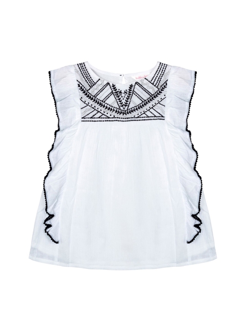 

Budding Bees Girls White Embellished Top