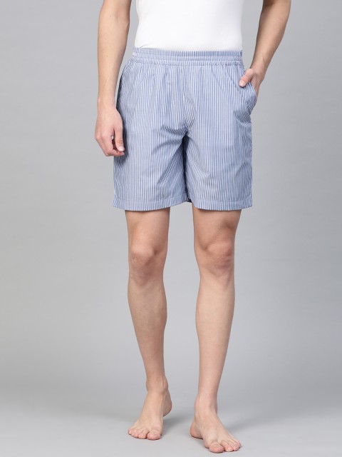 

Van Heusen Men Blue & White Custom Fit Striped Lounge Shorts