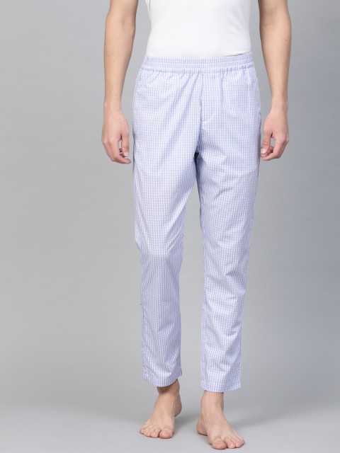 

Van Heusen Men Blue & White Custom Fit Checked Lounge Pants