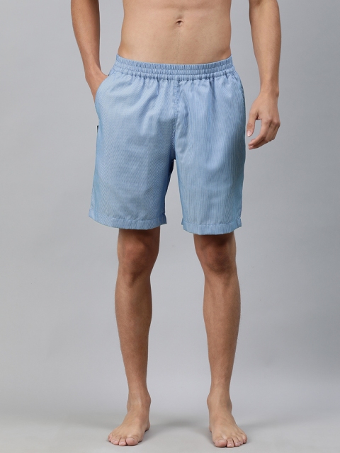 

Van Heusen Men Blue & White Custom Fit Striped Lounge Shorts