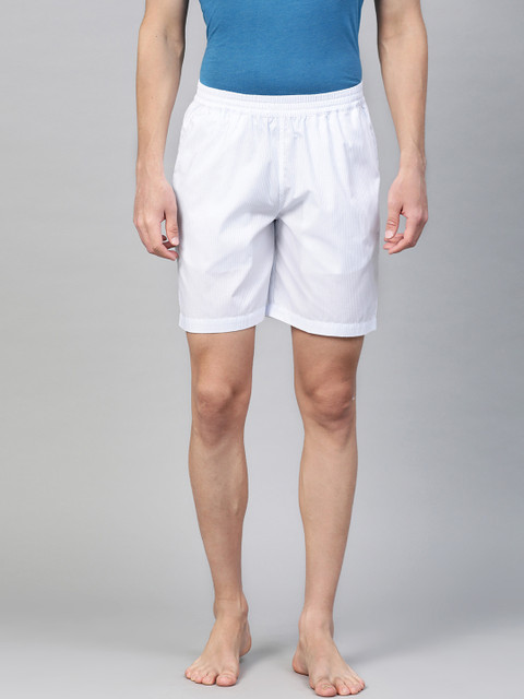 

Van Heusen Men White & Blue Custom Fit Striped Lounge Shorts