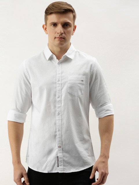 

Being Human Men White Slim Fit Solid Casual Shirt