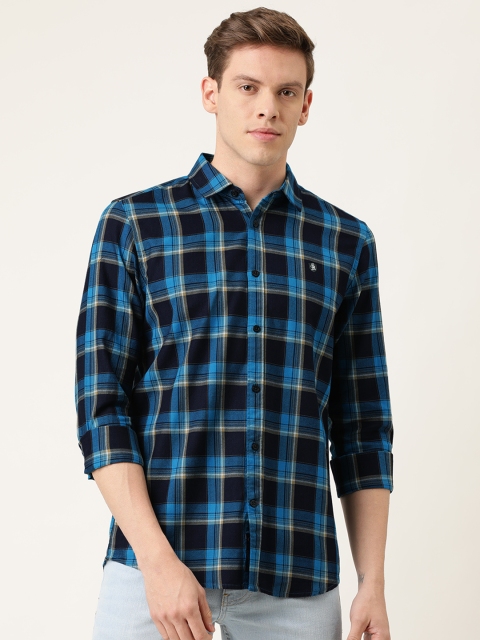 

Being Human Men Navy Blue & Black Slim Fit Checked Casual Shirt