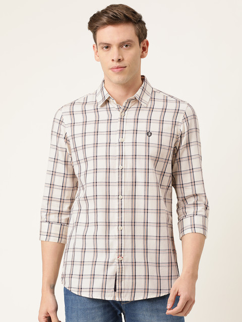 

Being Human Men Beige & Black Slim Fit Checked Casual Shirt