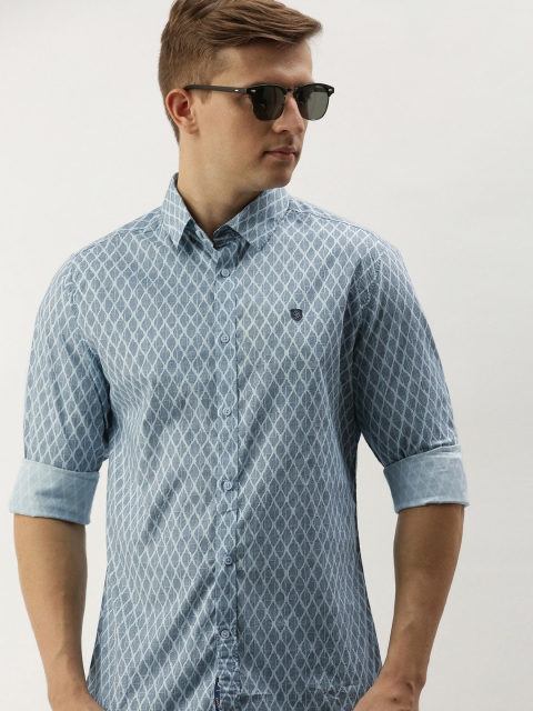 

Being Human Clothing Men Blue Slim Fit Printed Casual Shirt