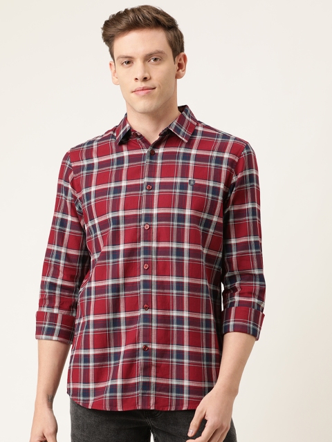 

Being Human Men Maroon & Navy Blue Slim Fit Checked Casual Shirt
