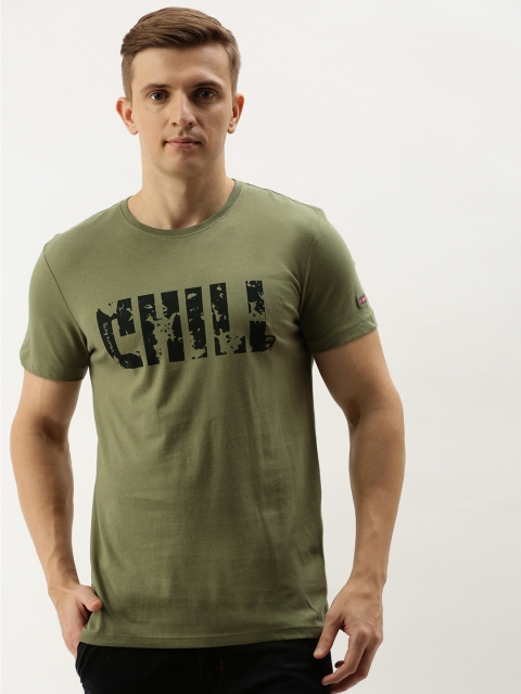 

Being Human Men Olive Green Printed Round Neck T-shirt
