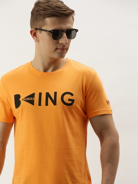 

Being Human Men Orange Printed Round Neck T-shirt