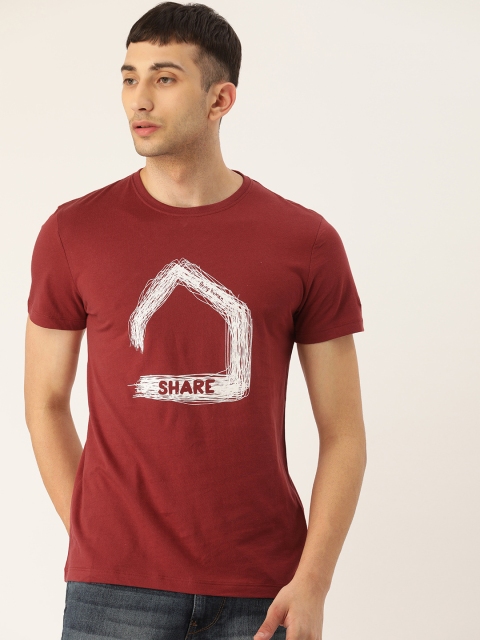 

Being Human Men Maroon Printed Round Neck Pure Cotton T-shirt