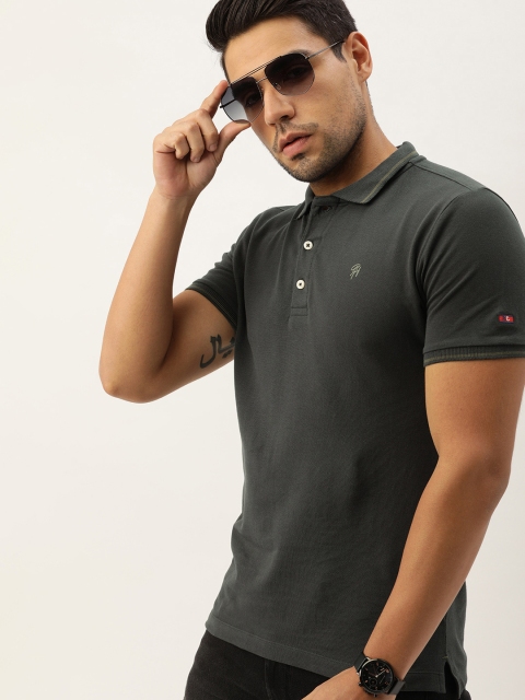 

Being Human Clothing Men Charcoal Grey Solid Polo Collar T-shirt