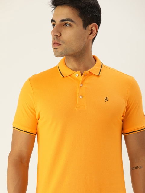 

Being Human Men Orange Solid Polo Collar T-shirt