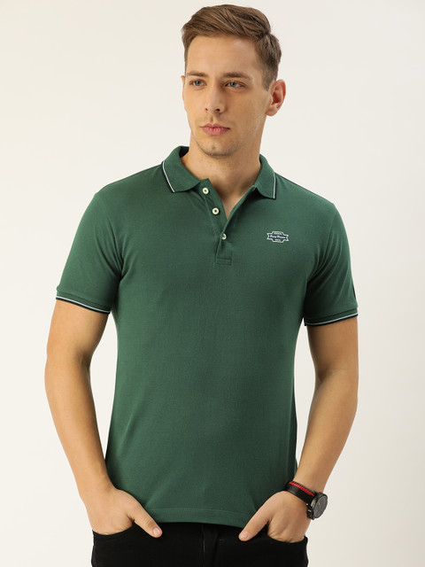 

Being Human Men Green Solid Polo Collar Pure Cotton T-shirt