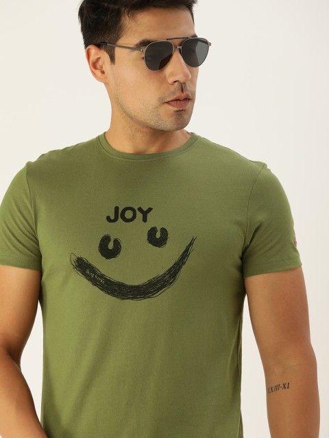 

Being Human Men Olive Green Printed Round Neck Pure Cotton T-shirt