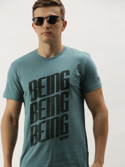 

Being Human Men Sea Green Printed Round Neck T-shirt