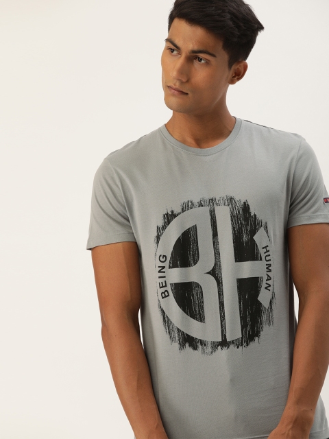 

Being Human Men Grey Printed Round Neck T-shirt