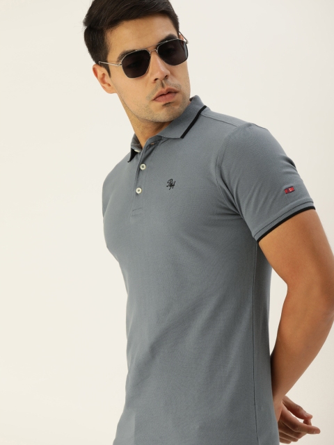 

Being Human Men Grey Solid Polo Collar T-shirt