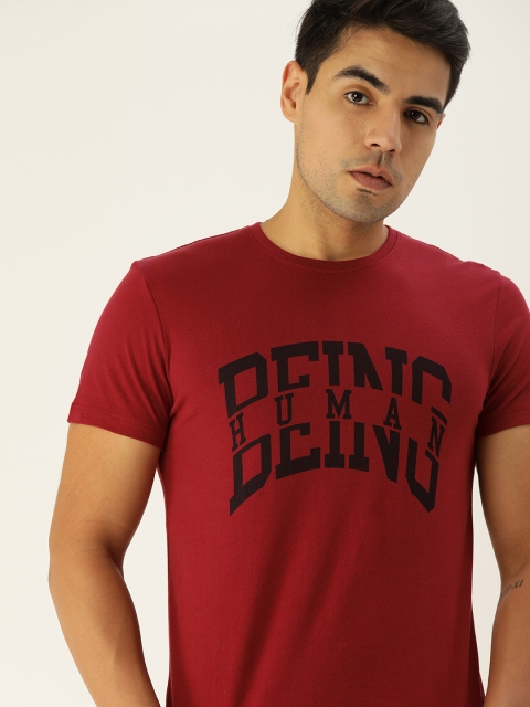 

Being Human Men Maroon Printed Round Neck Pure Cotton T-shirt