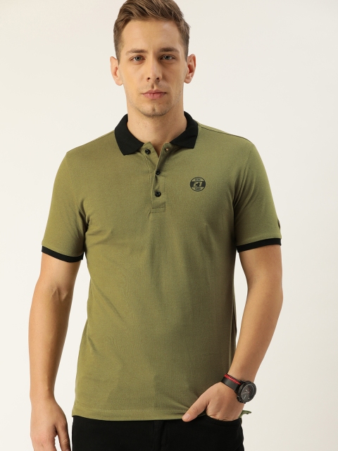 

Being Human Men Olive Green Solid Polo Collar T-shirt