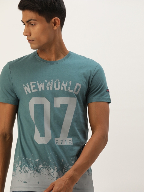 

Being Human Clothing Men Sea Green Printed Round Neck T-shirt