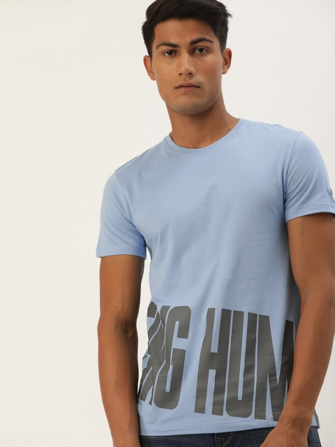 

Being Human Clothing Men Blue Brand Logo Printed Round Neck T-shirt