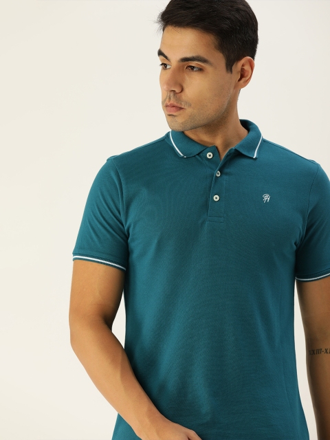 

Being Human Men Teal Blue Solid Round Neck Pure Cotton T-shirt