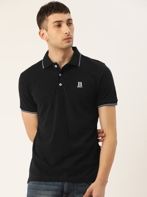 

Being Human Men Black Solid Polo Collar Pure Cotton T-shirt