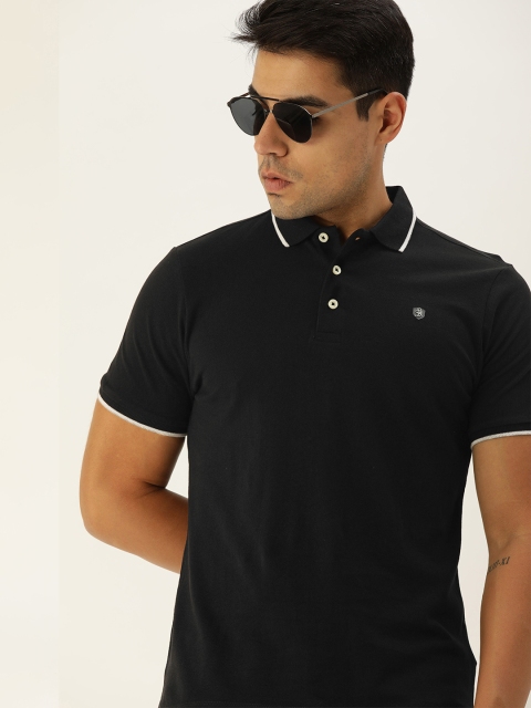 

Being Human Men Black Solid Polo Collar Pure Cotton T-shirt