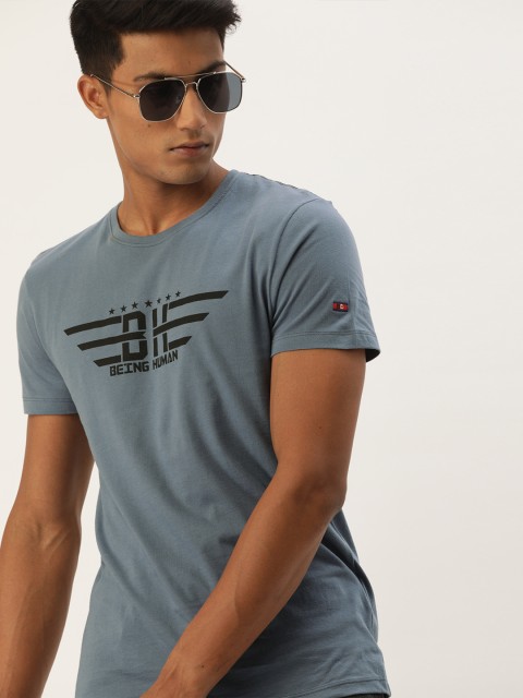 

Being Human Men Grey Printed Round Neck T-shirt