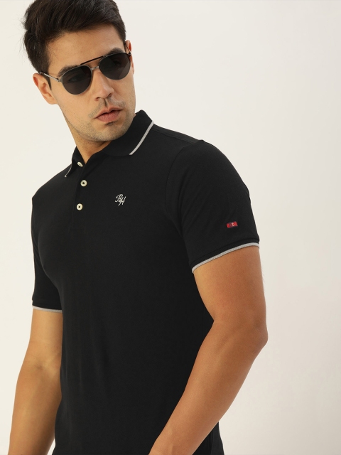 

Being Human Men Black Solid Polo Collar Pure Cotton T-shirt