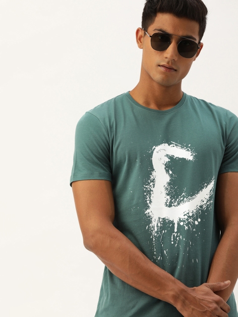 

Being Human Clothing Men Green Brand Logo Printed Round Neck T-shirt