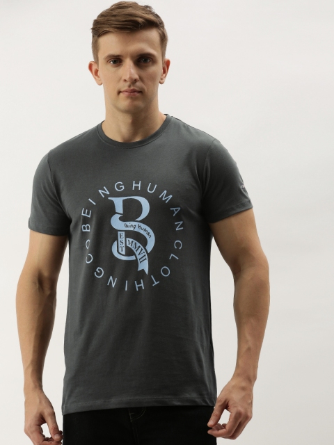 

Being Human Men Grey Printed Round Neck T-shirt