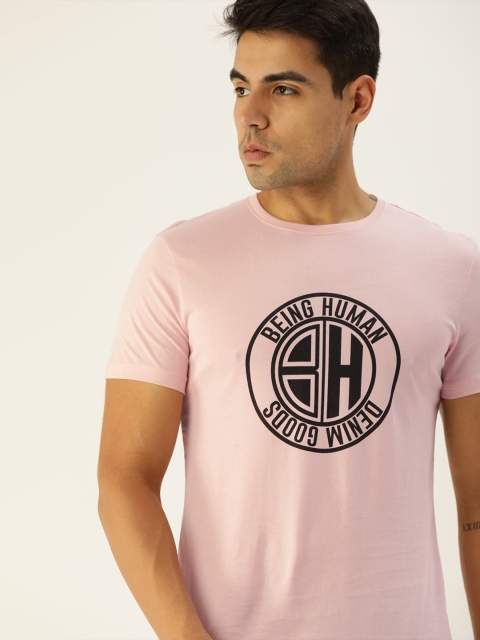 

Being Human Men Pink Printed Round Neck T-shirt