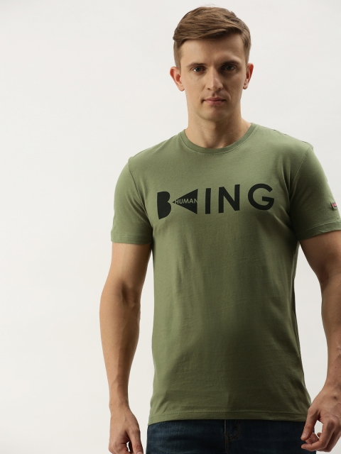 

Being Human Men Olive Green Printed Round Neck T-shirt