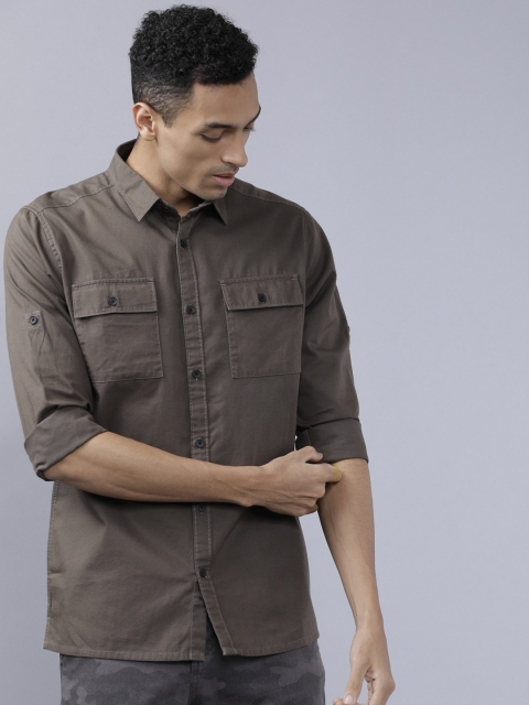 

Ecko Unltd Men Olive Green Slim Fit Solid Casual Shirt