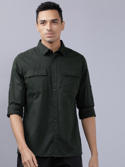 

Ecko Unltd Men Green Slim Fit Solid Casual Shirt