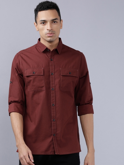 

Ecko Unltd Men Rust Brown Slim Fit Solid Casual Shirt