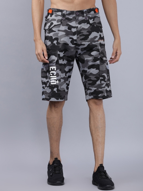 

Ecko Unltd Men Grey Printed Slim Fit Cargo Shorts