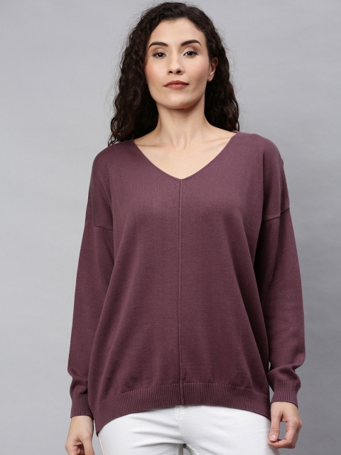 

ONLY Women Purple Solid Pullover Sweater