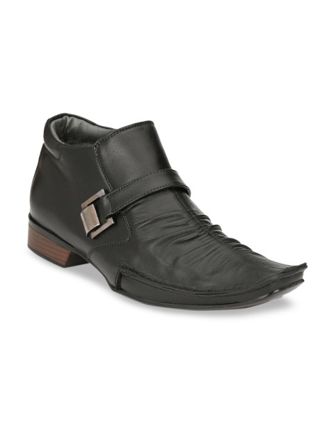 

Hitz Men Black Solid Leather Formal Boots